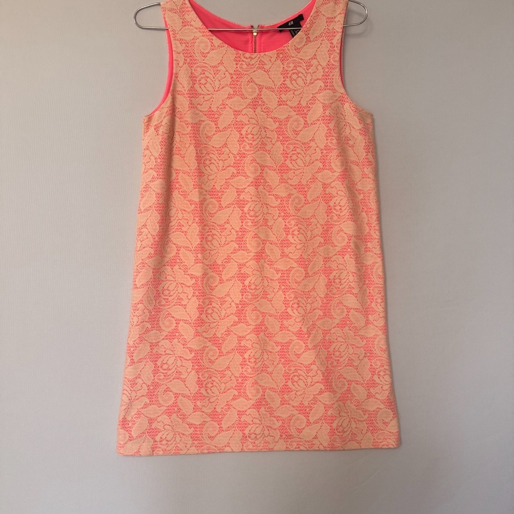 Pink Floral Lace Mini Dress S Textured Coquette Aesthetic Party Dress Vacation